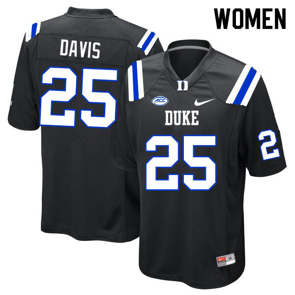 Women #25 Trent Davis Duke Blue Devils College Football Jerseys Sale-Black